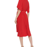 Tommy Hilfiger Women's Matte Jersey Pleated Midi Dress Red Size X-Large