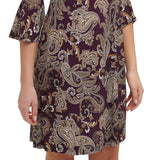 Tommy Hilfiger Women's Paisley Print Bell Sleeve Dress Purple  Size 12