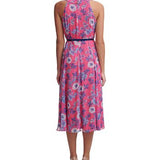 Tommy Hilfiger Women's Floral Chiffon Belted Midi Dress Pink Size 14
