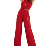 GUESS Women's Madeline Chain Embellished Halter Jumpsuit Red Size X-Large