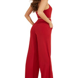 GUESS Women's Madeline Chain Embellished Halter Jumpsuit Red Size X-Large