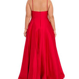 Betsy & Adam Women's V Neck Gown Red Size 16W