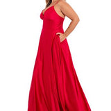 Betsy & Adam Women's V Neck Gown Red Size 16W