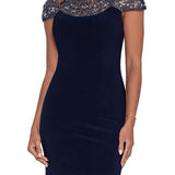Betsy & Adam Womens Beaded Maxi Evening Dress Size 6