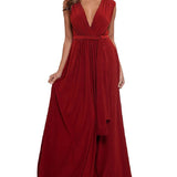 Betsy & Adam Women's Tie Waist Gown Red Size 6