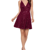 Blondie Nites Junior's Sequinned Fit & Flare Dress Purple Size 16