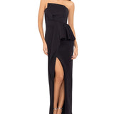 Betsy & Adam Women's Asymmetric Strapless Gown Black Size 4