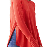 Free People Women's Thermal Long Sleeve Scoop Neck Top Red Size X-Small