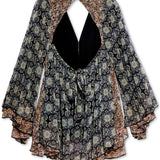 Free People Women's Ikat Long Sleeve Tunic Top Black Size Small