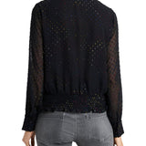 1.STATE Women's Woven V Neck Blouse Black Size X-Large