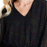 1.STATE Women's Woven V Neck Blouse Black Size X-Large