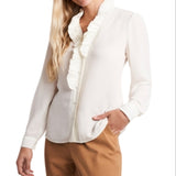 Riley & Rae Women's Piper Ruffled Blouse White Size Medium