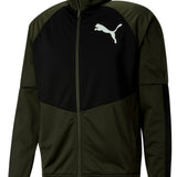 Puma Men's Colorblocked Logo Print Track Jacket Green Size Large