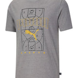 Puma Men's Basketball Court Graphic Short Sleeve Crewneck T-Shirt Gray Size XX-Large