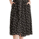 Madewell Smocked Square Neck Cotton Blend Dress in Ditsy Floral True Black Size Large