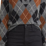 Rails Shae Argyle Polo Sweater in Heather Toffee Arglye Size Large