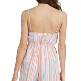 Roxy Endless Love Stripe Cotton Seersucker Romper in Cool Blue Coastal Stripe Size X-Small