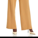 Avec Les Filles Cutout Waist Wide Leg Pants Camel