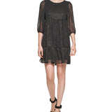 Calvin Klein Women's Empire Waist Chiffon Shift Dress Black Size 14