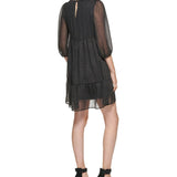 Calvin Klein Women's Empire Waist Chiffon Shift Dress Black Size 14