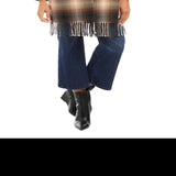 Karen Kane Plaid Fringe Trim Jacket Brown