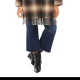Karen Kane Plaid Fringe Trim Jacket Brown