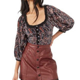 Free People Black Velvet Blouse - Size Medium