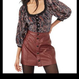 Free People Black Velvet Blouse - Size Medium