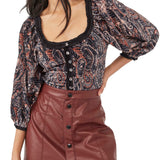 Free People Black Velvet Blouse - Size Medium