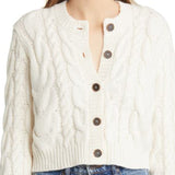 FRAME Cable Knit Wool Cardigan in Off White , Size Large
