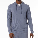 32 Degrees Men's Quick Dry Stretch Hooded Full Zip Sleep Jacket Blue