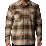 Columbia Men's Plaid Sherpa Lined Shirt Jacket Brown Size X-Large