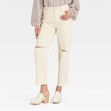 Universal Thread Women's Super-High Rise Vintage Straight Jeans Off-White 16 Long
