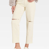 Universal Thread Women's Super-High Rise Vintage Straight Jeans Off-White 16 Long