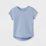 Cat & Jack Toddler Girls' Solid Knit Short Sleeve T-Shirt Light Blue 3T