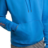 Champion Men's Powerblend Standard Fit Logo Print Fleece Hoodie Blue Size Large