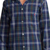 Ralph Lauren Men's Plaid Woven Cotton Pajamas Blue  Size Large