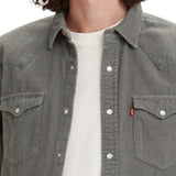 Levi's Men's Standard Fit Western Corduroy Shirt Pewter Gray Size XX-Large
