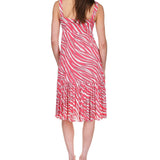 Michael Kors Women's Large Soft Zebra Midi Dress Pink