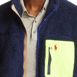 Ralph Lauren Men's High Pile Fleece Zip Up Jacket Blue Size XX-Large