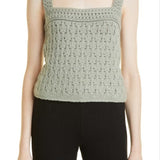 Vince Crochet Wool & Cashmere Camisole in Artichoke , Size X-Large
