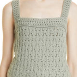 Vince Crochet Wool & Cashmere Camisole in Artichoke , Size X-Large