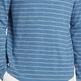 Vince Stripe Cotton Hoodie In Blue Ocean/Glacier Size X-Large