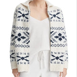 Vince Women's Nordic Fair Isle Zip Cardigan Beige Size Medium