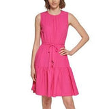 Calvin Klein Women's Tiered Fit & Flare Dress Pink Size 8