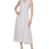 Calvin Klein Women's Striped Maxi Dress White Size 16