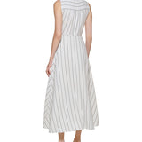 Calvin Klein Women's Striped Maxi Dress White Size 16