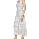 Calvin Klein Women's Striped Maxi Dress White Size 16