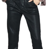 Paige Mayslie Coated Straight Leg Pants, Black Luxe, Size 31
