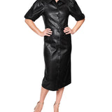 RACHEL Rachel Roy Women's Faux Leather Calf Midi Dress Black Size 8